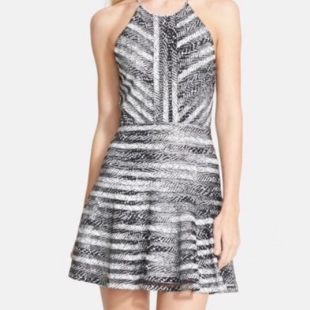 Parker Flirty White and Black Animal Print Mini Dress XS